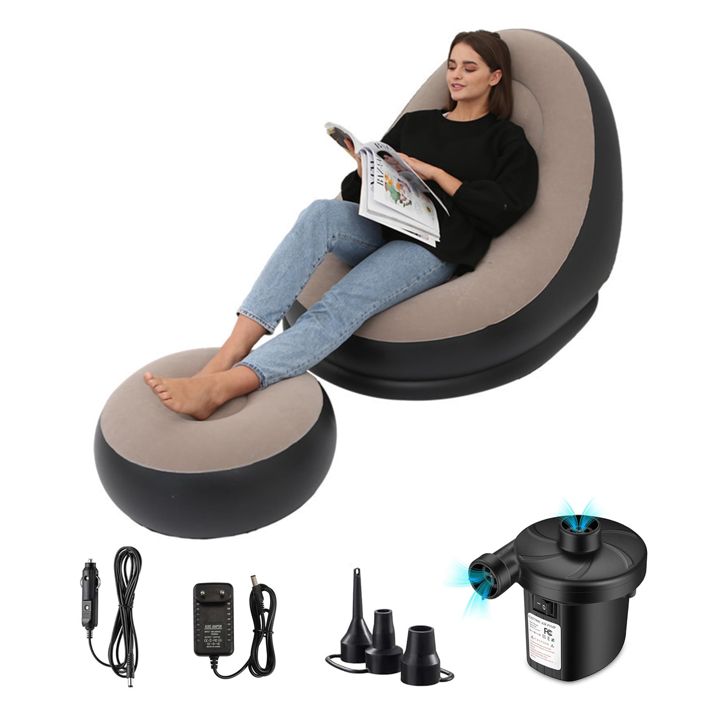 Inflatable Sofa Cum Bed 5 in 1 Multifunctional Sofa Recliner Chair Lounge Couch Portable Air Bed with Pump for Home Living Room Balcony Camping Travel Guest Use. ⭐⭐⭐⭐⭐(4.9/5)