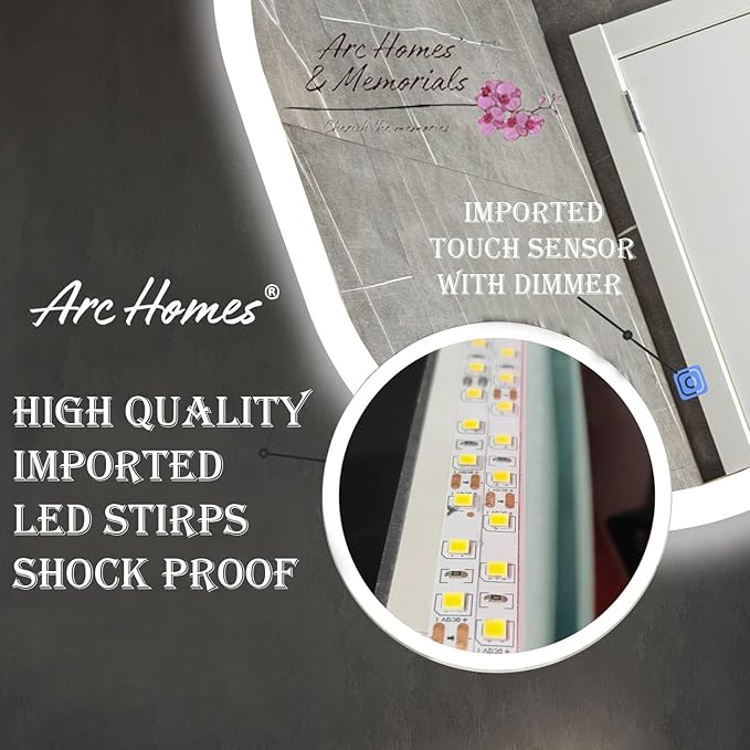 Homes Modern Rectangular Wall Led Mirror With Touch Sensor | Bathroom Mirror With Led Lights | Long Mirror For Bedroom Living Room Washbasin Lighting Mirror For Wall (Triple Light, 24x24 "),Glass. ⭐⭐⭐⭐⭐(4.9/5)