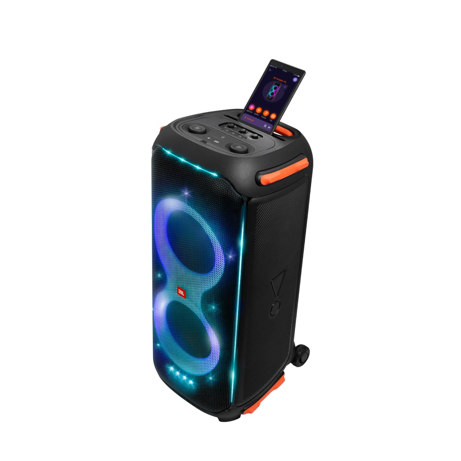 PartyBox 710 Bluetooth Party Speaker with Dynamic Music Synced Flashing Club Pattern Lightshow, Pro Sound, Splashproof, PartyBox App Personalisation,Guitar and Mic Input(800 Watt RMS, Black)⭐⭐⭐⭐⭐ (4.9/5)