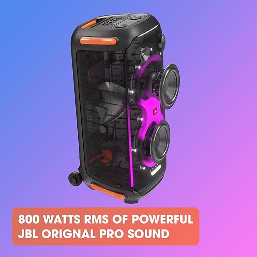 PartyBox 710 Bluetooth Party Speaker with Dynamic Music Synced Flashing Club Pattern Lightshow, Pro Sound, Splashproof, PartyBox App Personalisation,Guitar and Mic Input(800 Watt RMS, Black)⭐⭐⭐⭐⭐ (4.9/5)