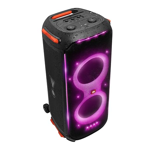 PartyBox 710 Bluetooth Party Speaker with Dynamic Music Synced Flashing Club Pattern Lightshow, Pro Sound, Splashproof, PartyBox App Personalisation,Guitar and Mic Input(800 Watt RMS, Black)⭐⭐⭐⭐⭐ (4.9/5)