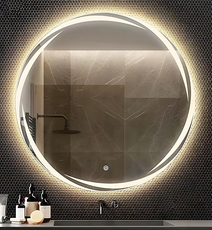 Homes Modern Rectangular Wall Led Mirror With Touch Sensor | Bathroom Mirror With Led Lights | Long Mirror For Bedroom Living Room Washbasin Lighting Mirror For Wall (Triple Light, 24x24 "),Glass. ⭐⭐⭐⭐⭐(4.9/5)