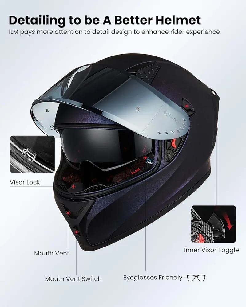 ILM Motorcycle Helmet Full Face Casco DOT Model. ⭐⭐⭐⭐⭐ (4.8/5)