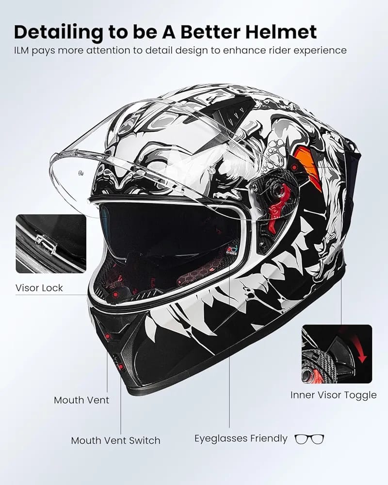 ILM Motorcycle Helmet Full Face Casco DOT Model. ⭐⭐⭐⭐⭐ (4.8/5)