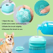 Dog Bath Brush Body Scrubber Shampoo Dispenser Tick Remover for Shower Bathing and Shedding Soft Silicone Bristles Brushes Groomers for Pet Puppy Dogs Cat Rabbit Horse (Multicolor 1 pcs)