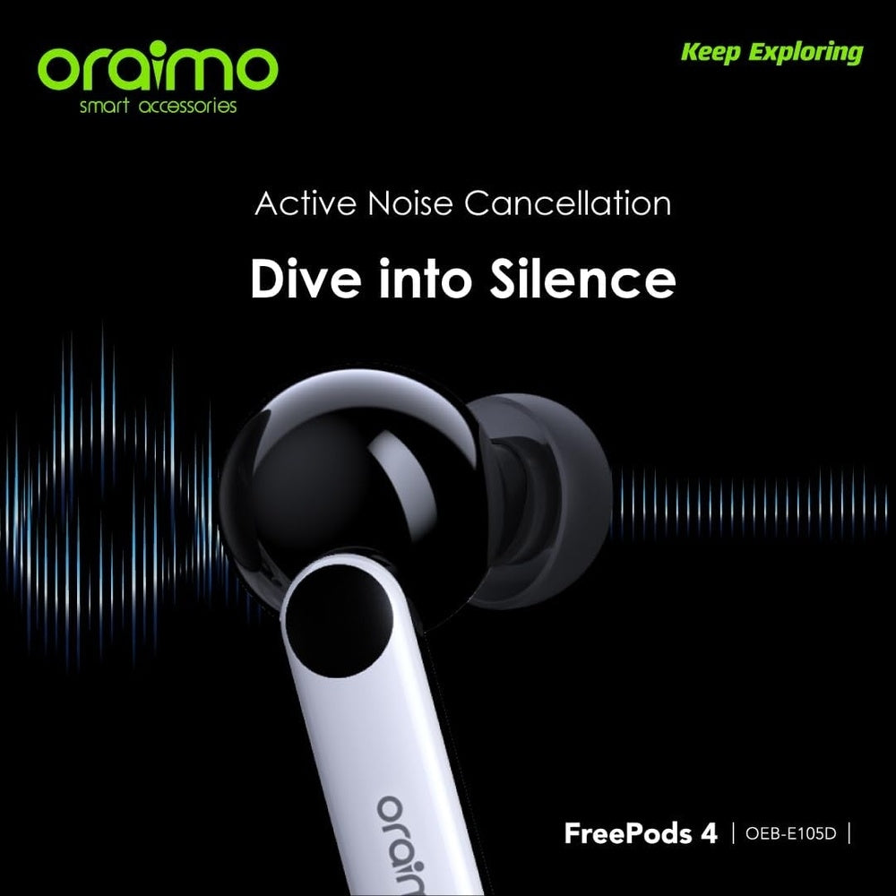 Oraimo OEB-E105D FreePods 4 ANC True Wireless Earbuds. ⭐⭐⭐⭐⭐(4.9/5)