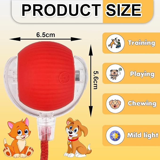Automatic Rolling Cat Ball Toy, 2-Speed Modes, Teasing Tail & Bell Charm, Interactive Self Play Chasing Silicone Ball Toy for Indoor Cats  ⭐⭐⭐⭐⭐ (4.7/5)