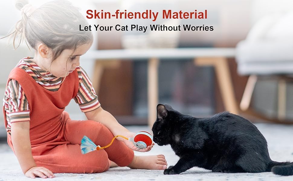 Automatic Rolling Cat Ball Toy, 2-Speed Modes, Teasing Tail & Bell Charm, Interactive Self Play Chasing Silicone Ball Toy for Indoor Cats  ⭐⭐⭐⭐⭐ (4.7/5)
